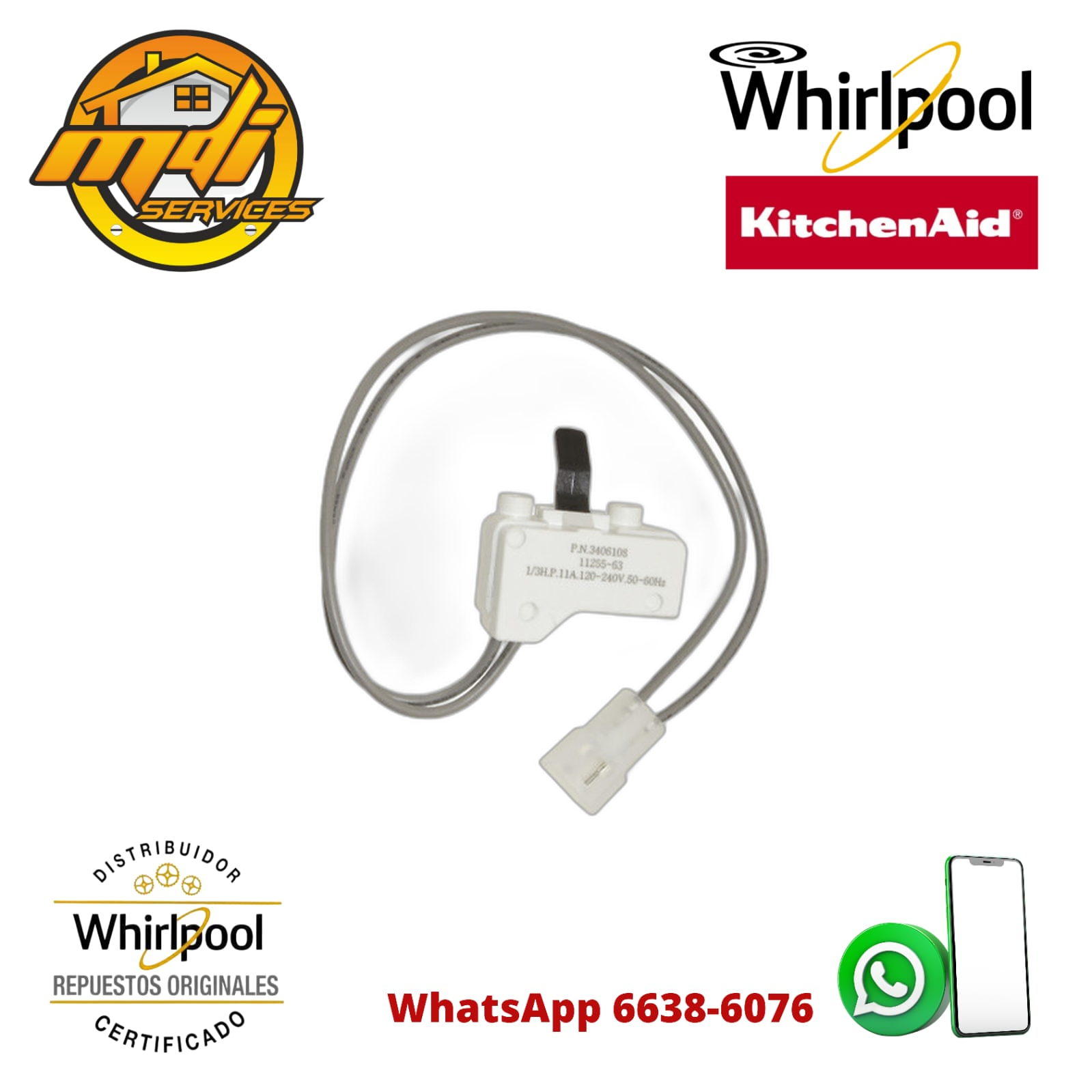 SWITCH PUERTA SECADORA WHIRLPOOL ORIGINAL FSP 3406108
